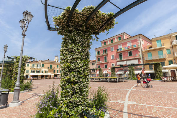 Main square of the old town, Porto Azzurro, Elba Island, Livorno Province, Tuscany, Italy