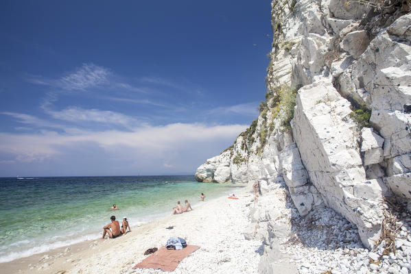 White cliffs, Capo Bianco beach, Portoferraio, Elba Island, Livorno Province, Tuscany, Italy