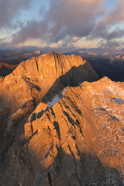 Aerial view of Marmolada and Cima Ombretta, Dolomites, Trentino Alto Adige, Italy