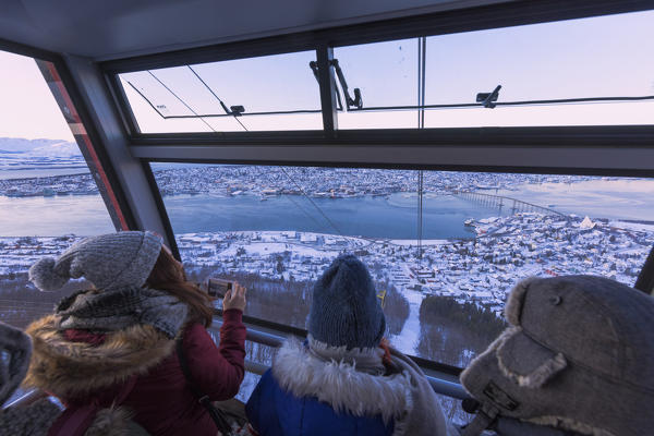 People on cable car, Fjellheisen,Troms county, Norway