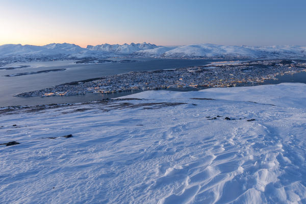 Troms seen from Fjellheisen at dusk, Troms county, Norway