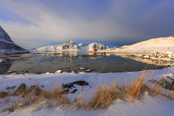 Mountains and sea, Vagjebukta, Leknes, Lofoten Islands, Norway