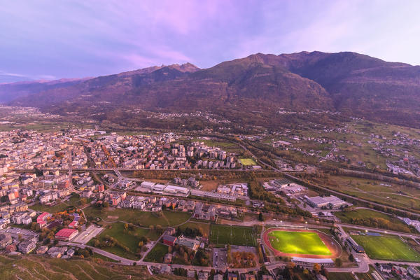 Aerial view of Sondrio,Valtellina, Lombardy, Italy