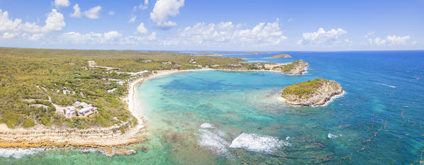 Panoramic elevated view of Exchange Bay, Antigua, Antigua and Barbuda, Caribbean, Leeward Islands, West Indies