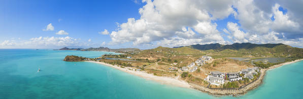 Panoramic elevated view of Ffryes Beach and Darkwood Beach, Antigua, Antigua and Barbuda, Leeward Islands, West Indies