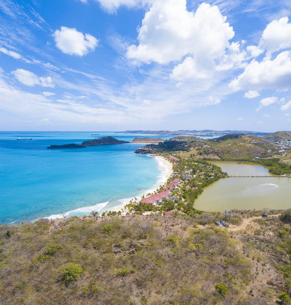 Panoramic of Galley Bay Beach, Antigua, Antigua and Barbuda, Caribbean, Leeward Islands, West Indies