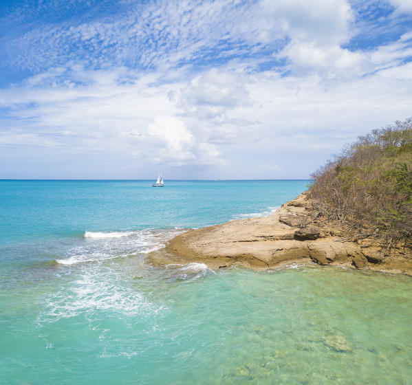 Panoramic of crystal turquoise sea, Antigua, Antigua and Barbuda, Caribbean, Leeward Islands, West Indies