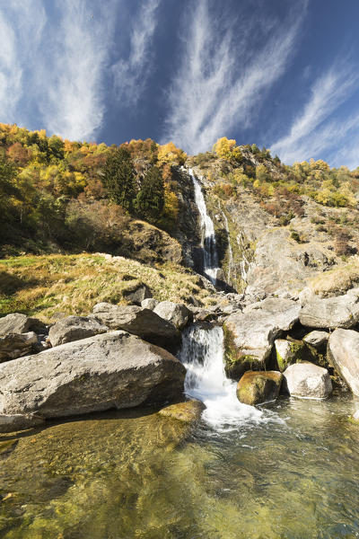 a view of the falls in Parcines, Vinschgau, Bolzano province, South Tyrol, Trentino Alto Adige, Italy