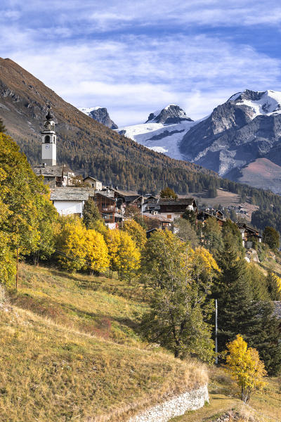 The village of Antagnod and the Monte Rosa Massif (Ayas Valley, Aosta province, Aosta Valley, Italy, Europe)