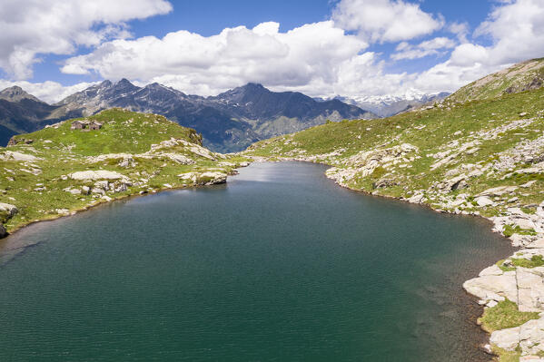 The Montagnit Lake near the Rifugio Coda (Fontainemore, Lys Valley, Aosta province, Aosta Valley, Italy, Europe)