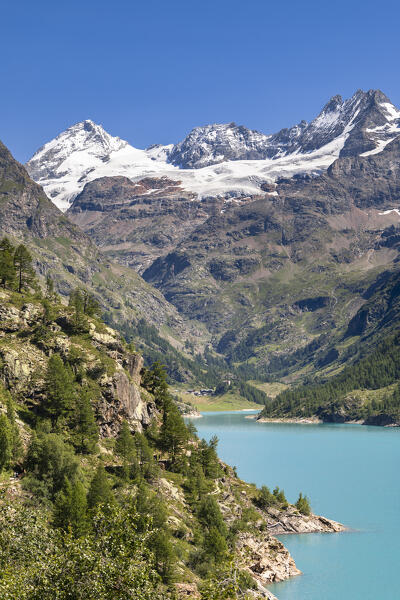 Dent d'Hérens from the Place Moulin Lake (Valpelline, Aosta province, Aosta Valley, Italy, Europe)