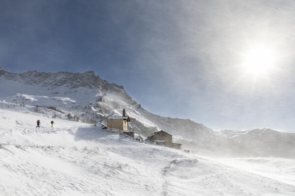 Ski touring in Valtournenche (Aosta province, Aosta Valley, Italy, Europe) (MR)