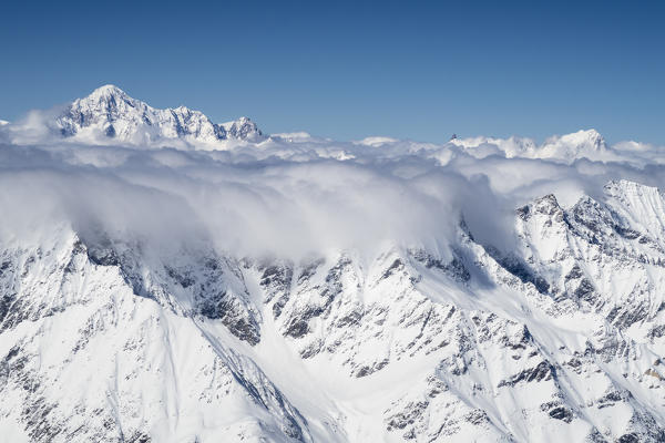 View from the Entrelor peak: the Mont Blanc Massif (Rhemes-Notre-Dame, Rhemes Valley, Aosta province, Aosta Valley, Italy, Europe)
