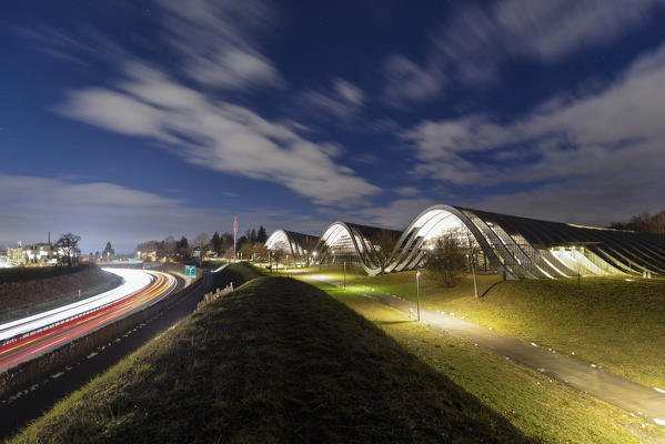 Zentrum Paul Klee  museum at night. Bern, Canton of Bern, Switzerland, Europe.