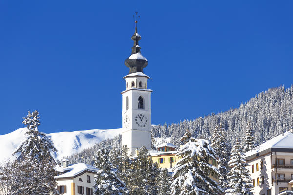 Tower bell of the church of Ftan, Lower Engadine, Canton of Grisons, Switzerland, Europe.