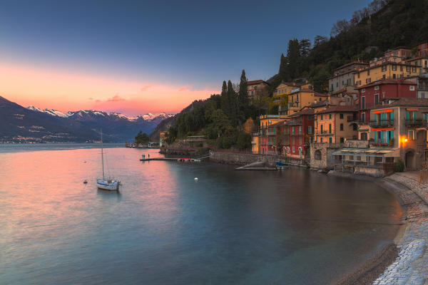 Village of Varenna at sunrise. Como Lake, Lombardy, Italy, Europe.