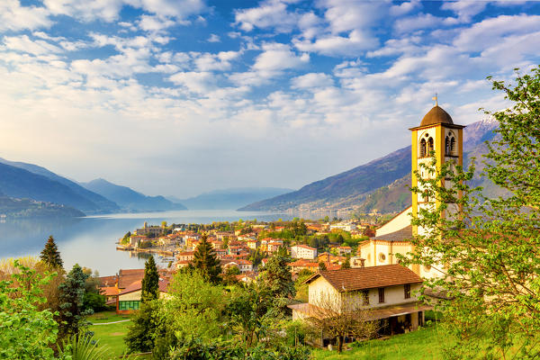 Elevated view of Gravedona. Como Lake, Lombardy, Italy, Europe.