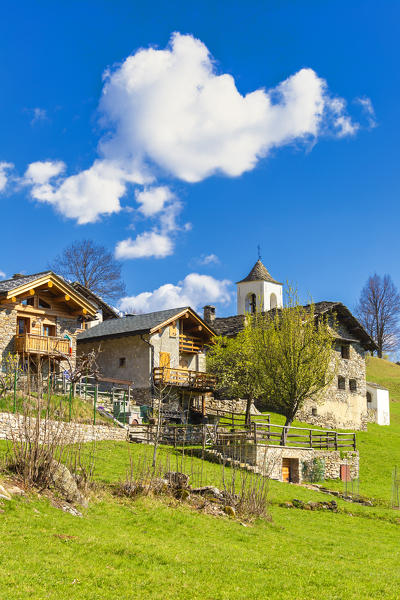 The fairytale landscape of Daloo, a tiny mountain village in Vallespluga, Valchiavenna, Valtellina, Lombardy, Italy, Europe.