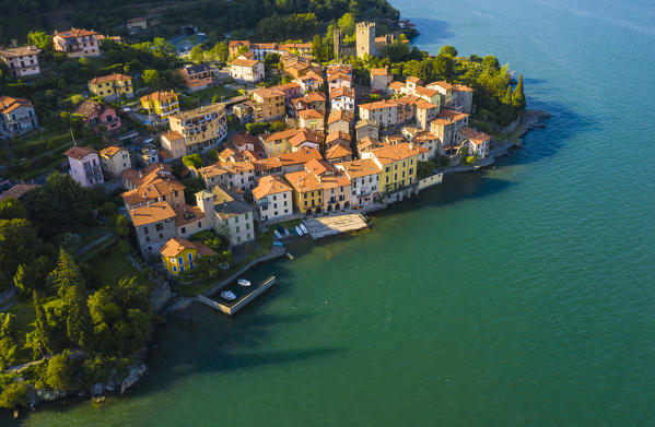 Aerial view of Rezzonico, Province of Como, Como Lake, Italy, Europe.