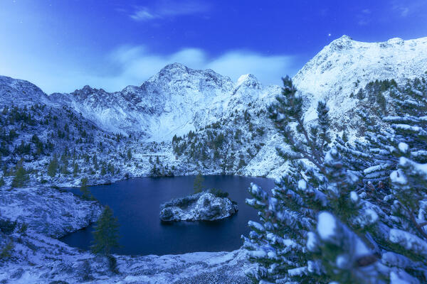 Summer snow at Lago Nero. Val Belviso, Valtellina, Orobie Alps, Lombardy, Italy, Europe