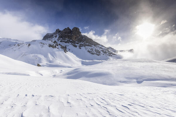 Corn Alv after a snowfall. Julier Pass, Canton of Graubunden, Switzerland, Europe.