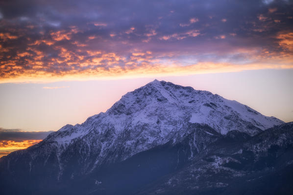 Stunning sunrise over Monte Legnone, Como Lake, Lombardy, Italy, Europe.