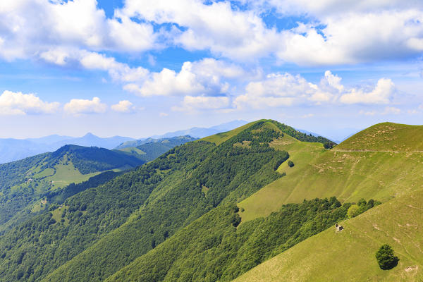 Peacks of the Val d'Intelvi from Rigugio Venini Galbiga. Alpe Colonno, Pigra, Val d'Intelvi, Como Lake, Lombardy, Italy, Europe.