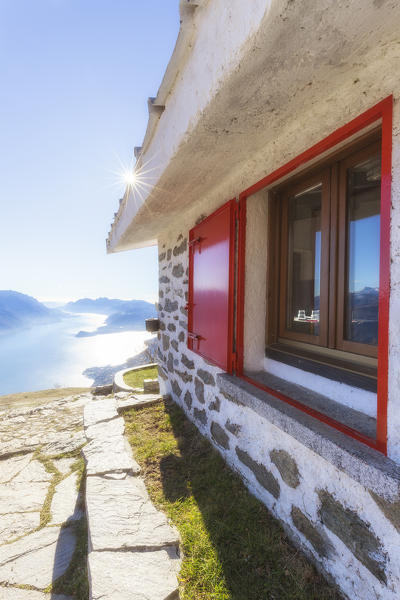 The Rifugio Menaggio in a panoramic positiion on Como Lake. Rifugio Menaggio, Plesio, Como Lake, Lombardy, Italy, Europe