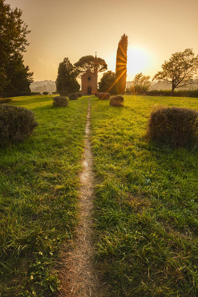 Sunset on Pomelasca church, Inverigo, Como province, Brianza, Lombardy, Italy, Europe