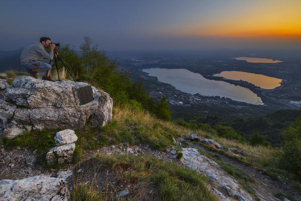 Photographer capture a panorama of Brianza, Lecco province, Brianza, Lombardy, Italy, Europe