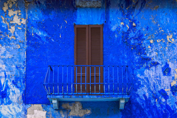 Blue house, Lasnigo, Como province, Lombardy, Italy, Europe