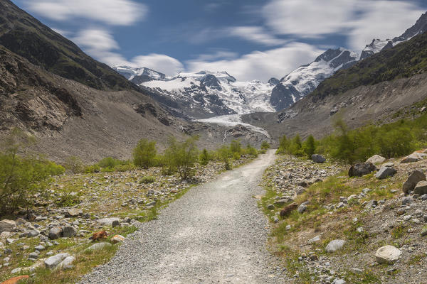 Morteratsch glacier, Bernina group, Morteratsch valley, Engadine, Switzerland, Europe