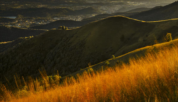 Sunset on hills of Bollettone mount, Como province, Lombardy, Italy, Europe