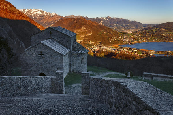 A view of Brianza from San Pietro al Monte abbey, valle dell'Oro, Civate, Lecco province, Brianza, Lombardy, Italy, Europe