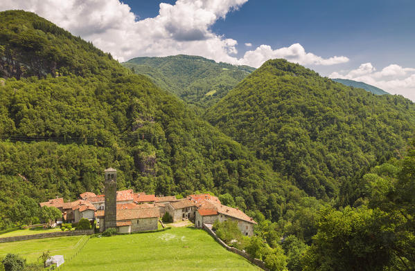 Ancient village of Cornello dei Tasso, Camerata Cornello, Bergamo province, Brembana valley, Lombardy, Italy, Europe