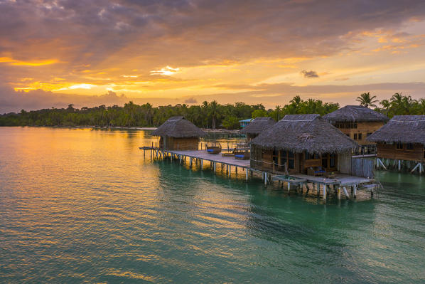 Aerial view of Azul Paradise Resort, province of Bocas Del Toro, Panama, Central America