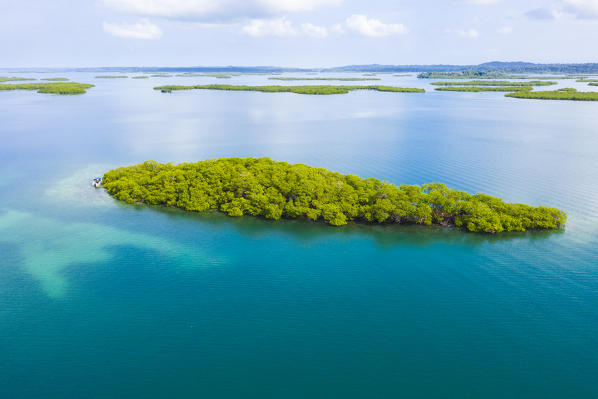 Aerial view of mangroves islands, province of Bocas Del Toro, Panama, Central America