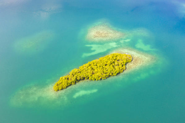 Aerial view of mangroves islands, province of Bocas Del Toro, Panama, Central America