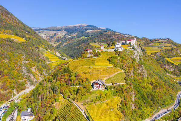 Chiusa (Klausen), province of Bolzano, South Tyrol, Trentino Alto Adige, Italy. Saben Abbey and vineyards