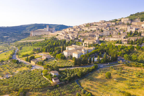 Aerial view of Assisi, Perugia province, Umbria, Italy, Europe