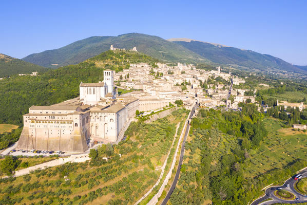 Aerial view of Assisi, Perugia province, Umbria, Italy, Europe