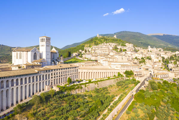 Aerial view of Assisi, Perugia province, Umbria, Italy, Europe