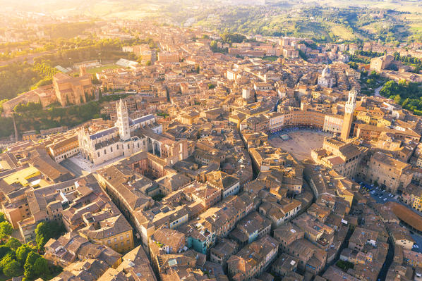 Aerial view of Siena old Town. Siena, Tuscany, Italy, Europe