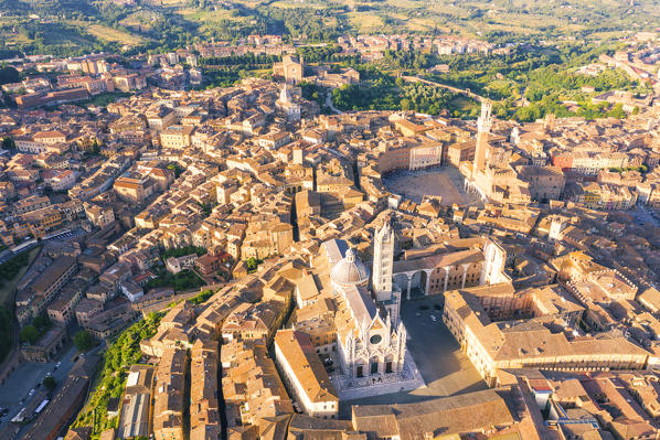 Aerial view of Siena old Town. Siena, Tuscany, Italy, Europe