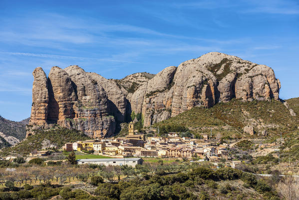 Aguero village, province of Huesca, Aragon, Spain, Europe