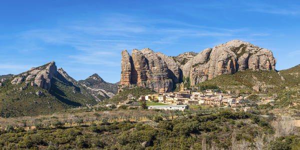 Aguero village, province of Huesca, Aragon, Spain, Europe