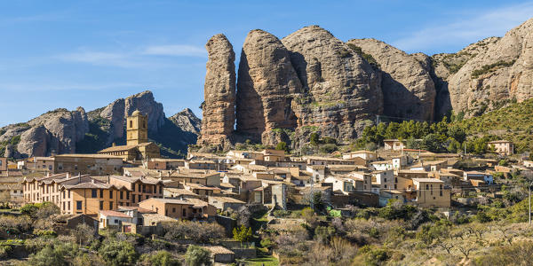 Aguero village, province of Huesca, Aragon, Spain, Europe