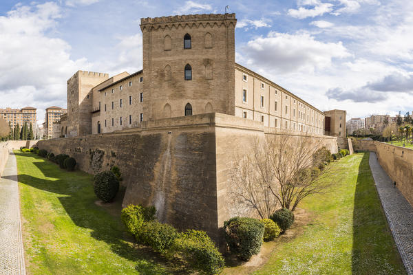 External view of Aljaferia palace. Zaragoza, Aragon, Spain, Europe