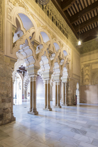 Interior view of Aljaferia palace. Zaragoza, Aragon, Spain, Europe