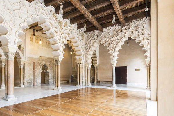 Interior view of Aljaferia palace. Zaragoza, Aragon, Spain, Europe